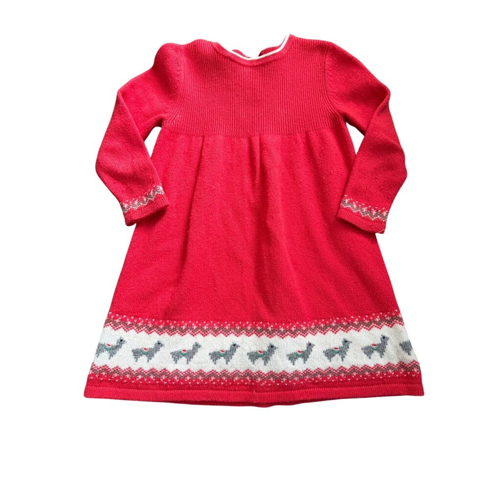 Mini Boden fair isle sweater dress llama pattern 2-3 toddler